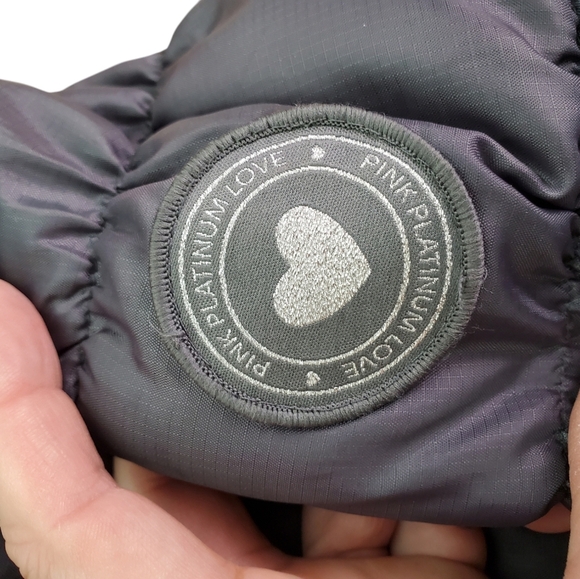 Girl's Pink Platinum Puffer Jacket with Hood - Gray and Pink. 4T - Picture 13 of 13